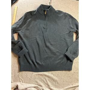 St. John’s Bay Men’s Gray Cotton Zip Henley Sweater XXL | Rugged Lodgecore Knit